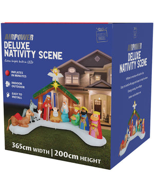 Deluxe Nativity Scene Christmas Lawn Inflatable 3.65m
