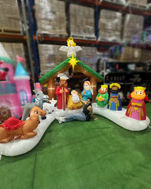 Deluxe Nativity Scene Christmas Lawn Inflatable 3.65m
