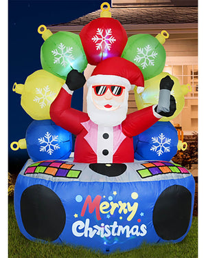 DJ Santa with Music Christmas Lawn Inflatable 1.8m