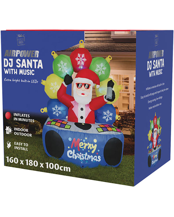 DJ Santa with Music Christmas Lawn Inflatable 1.8m