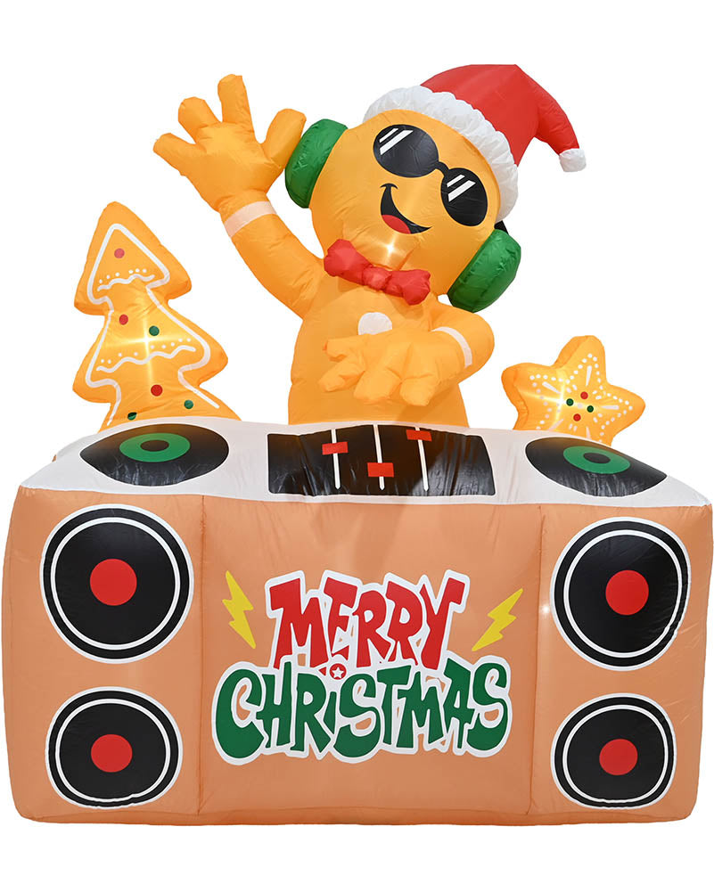 Gingerbread DJ Christmas Lawn Inflatable 1.8m