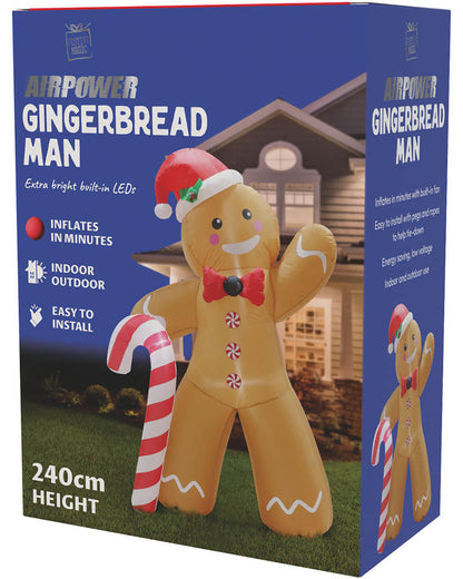 Gingerbread Man Christmas Lawn Inflatable 2.4m