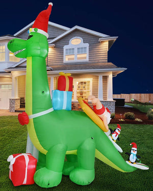 Humungosaurus Santa Wave Rider Christmas Lawn Inflatable 3.9m