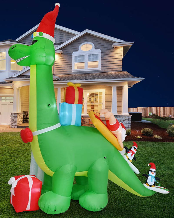 Humungosaurus Santa Wave Rider Christmas Lawn Inflatable 3.9m