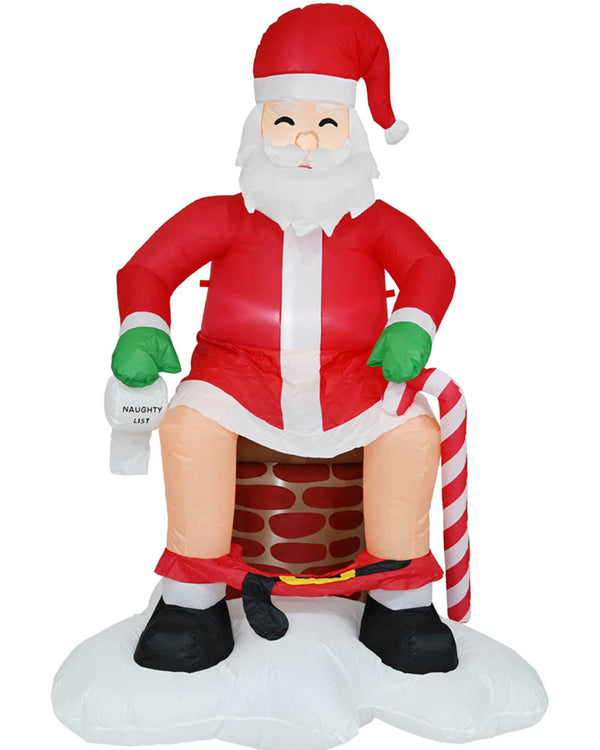 Naughty Toilet Chimney Santa Christmas Lawn Inflatable 2m