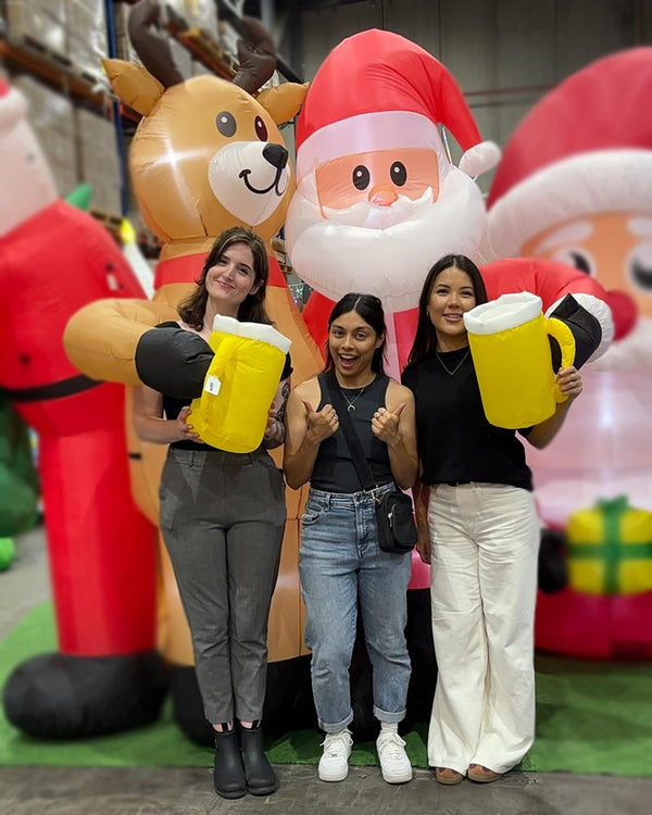 Santa and Reindeer Drinking Buddies Christmas Lawn Inflatable 2.4m