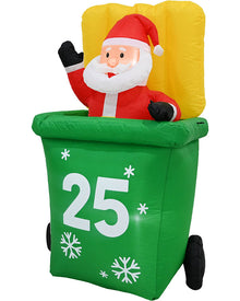 Santa in Recycle Wheelie Bin Christmas Lawn Inflatable