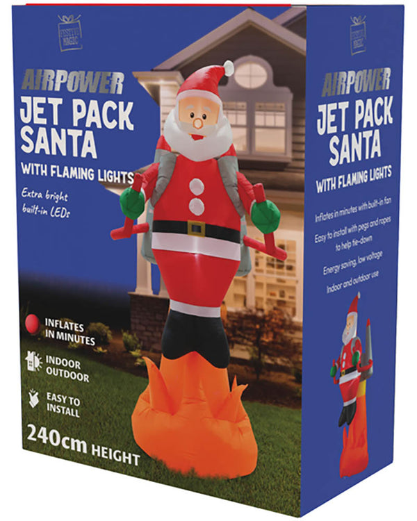 Santa Jet Pack with Flames Christmas Lawn Inflatable 2.4m