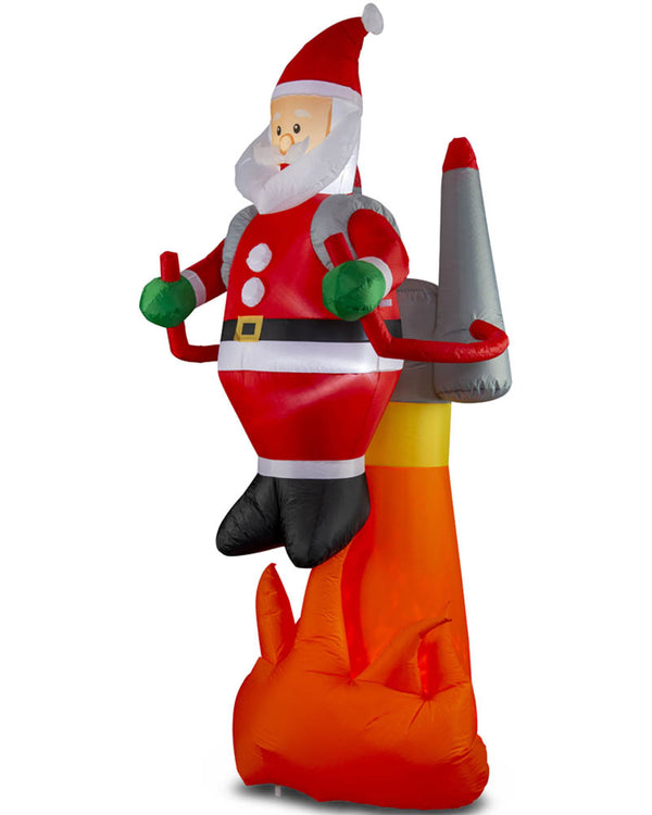 Santa Jet Pack with Flames Christmas Lawn Inflatable 2.4m