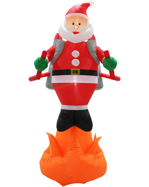 Santa Jet Pack with Flames Christmas Lawn Inflatable 2.4m
