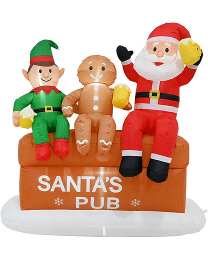 Santas Pub Christmas Lawn Inflatable 1.5m