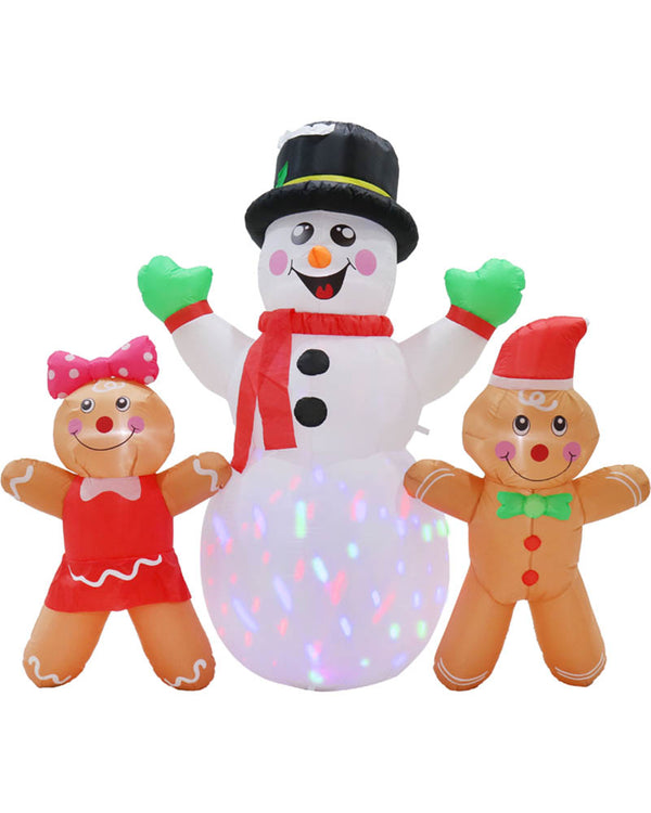 Disco Snowman with Gingers Christmas Lawn Inflatable 2m