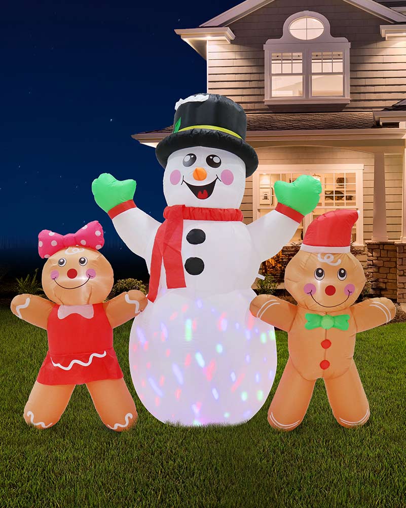 Disco Snowman with Gingers Christmas Lawn Inflatable 2m