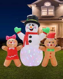 Disco Snowman with Gingers Christmas Lawn Inflatable 2m