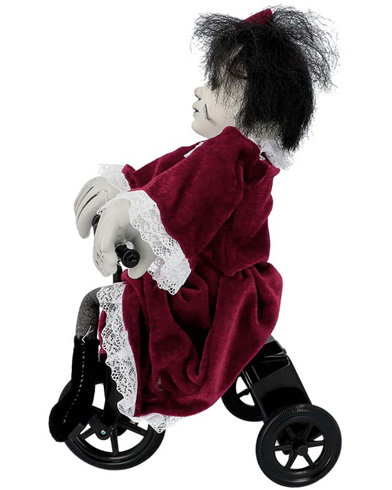 Angry Mathilde on Bicycle Animated Halloween Decoration 35cm