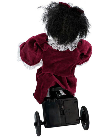 Angry Mathilde on Bicycle Animated Halloween Decoration 35cm