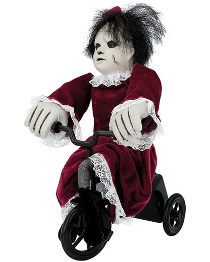 Angry Mathilde on Bicycle Animated Halloween Decoration 35cm