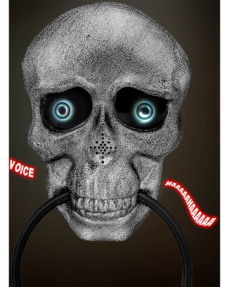 Animated Eyes And Creepy Voice Skull Door Knocker