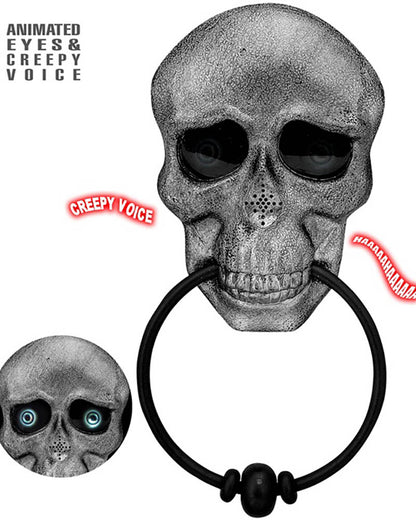 Animated Eyes And Creepy Voice Skull Door Knocker
