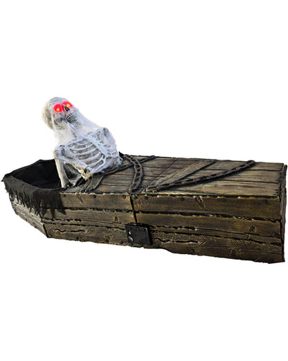 Pop Up Skeleton In Tombstone Animated Halloween Decoration 1.5m