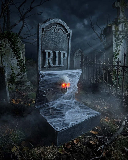 Pop Up Skeleton Tombstone Animated Halloween Decoration 1m