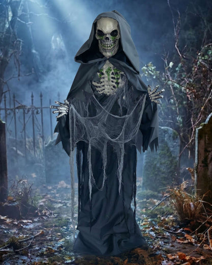 Skeleton Stretching Reaper Animated Halloween Decoration 1.7m