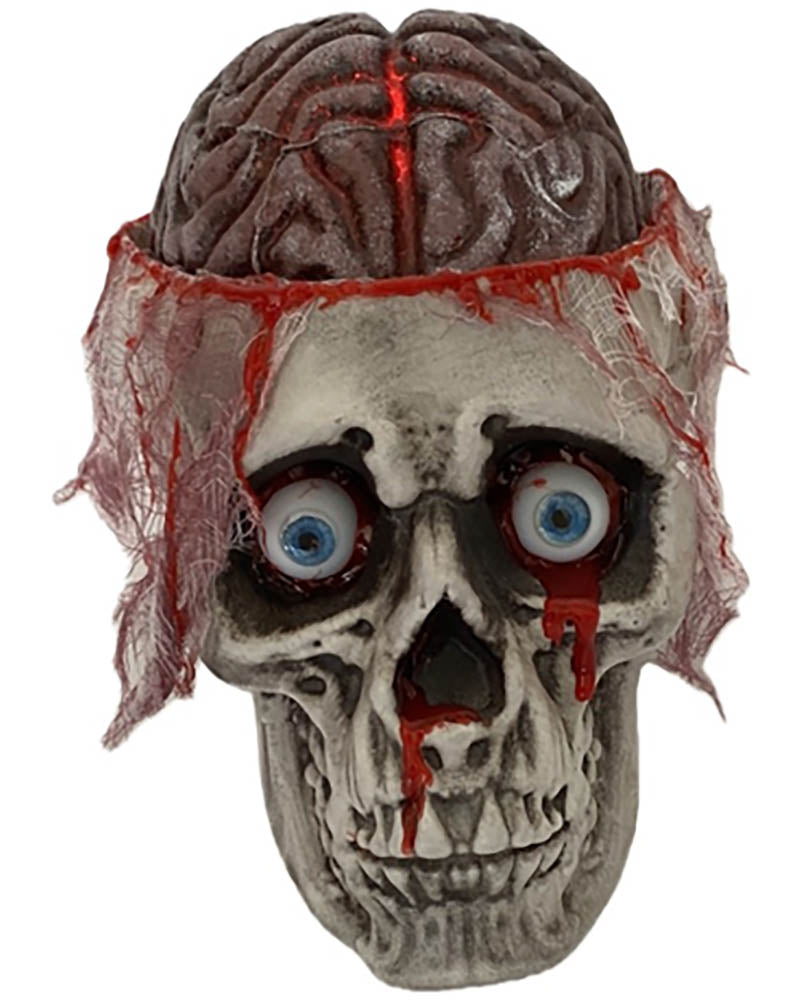 Skull With Pumping Brain Animated Halloween Decoration