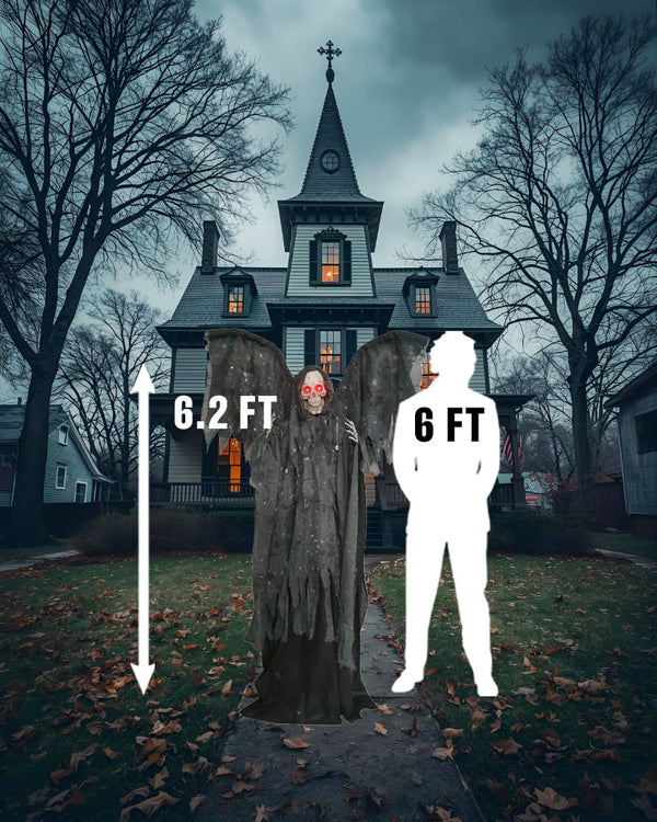 Standing Winged Reaper Animated Decoration 1.9m