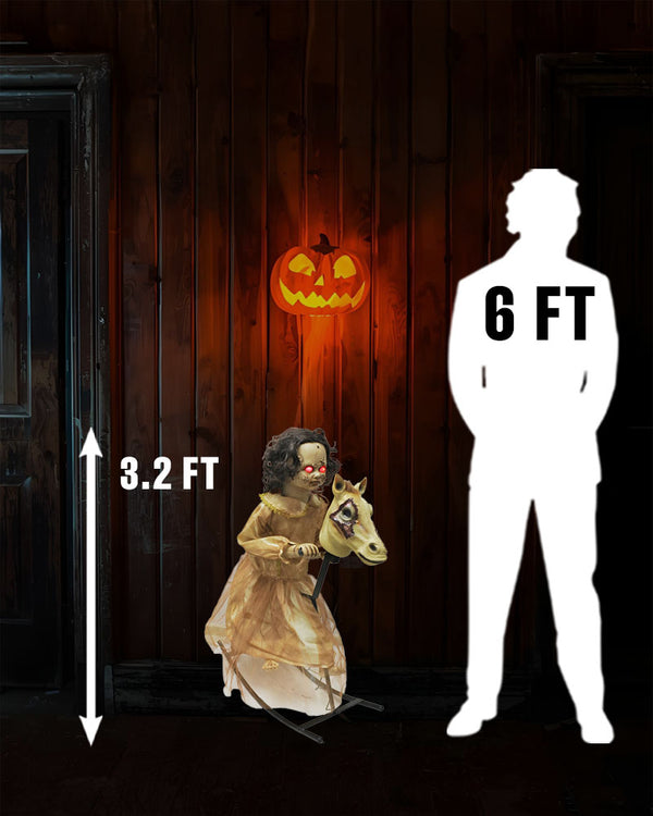 Animated Zombie Girl On Horse 1m