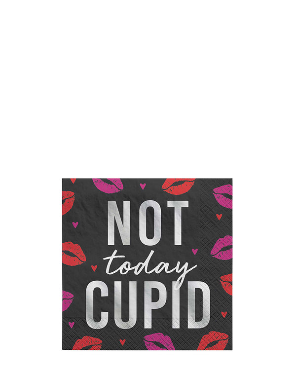 Anti Valentines Day Beverage Napkins NOT today CUPID Pack of 16