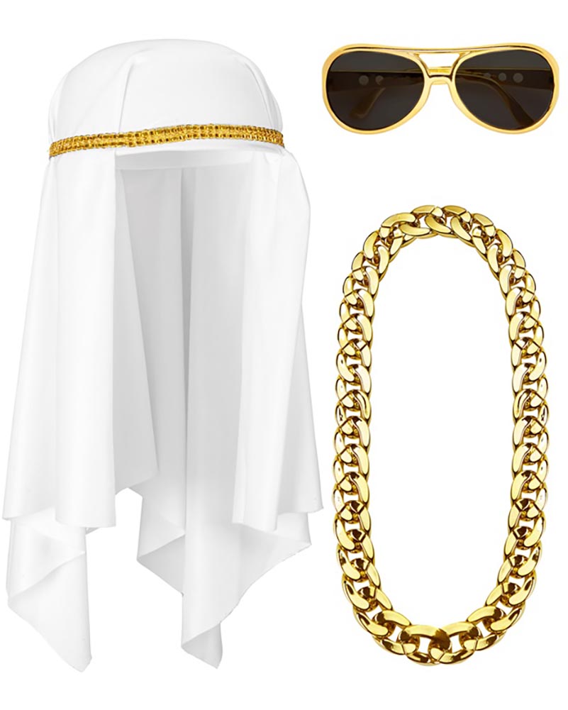 Arab Sheik Headdress Necklace and Glasses Set