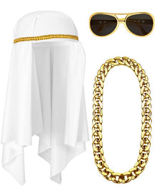 Arab Sheik Headdress Necklace and Glasses Set