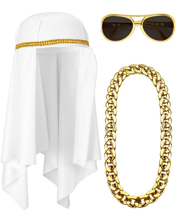 Arab Sheik Headdress Necklace and Glasses Set
