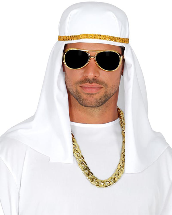 Arab Sheik Headdress Necklace and Glasses Set