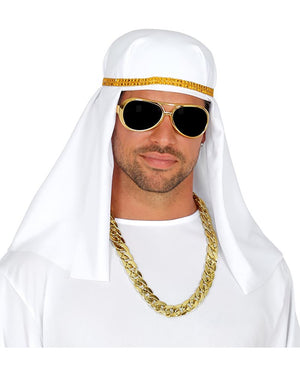 Arab Sheik Headdress Necklace and Glasses Set