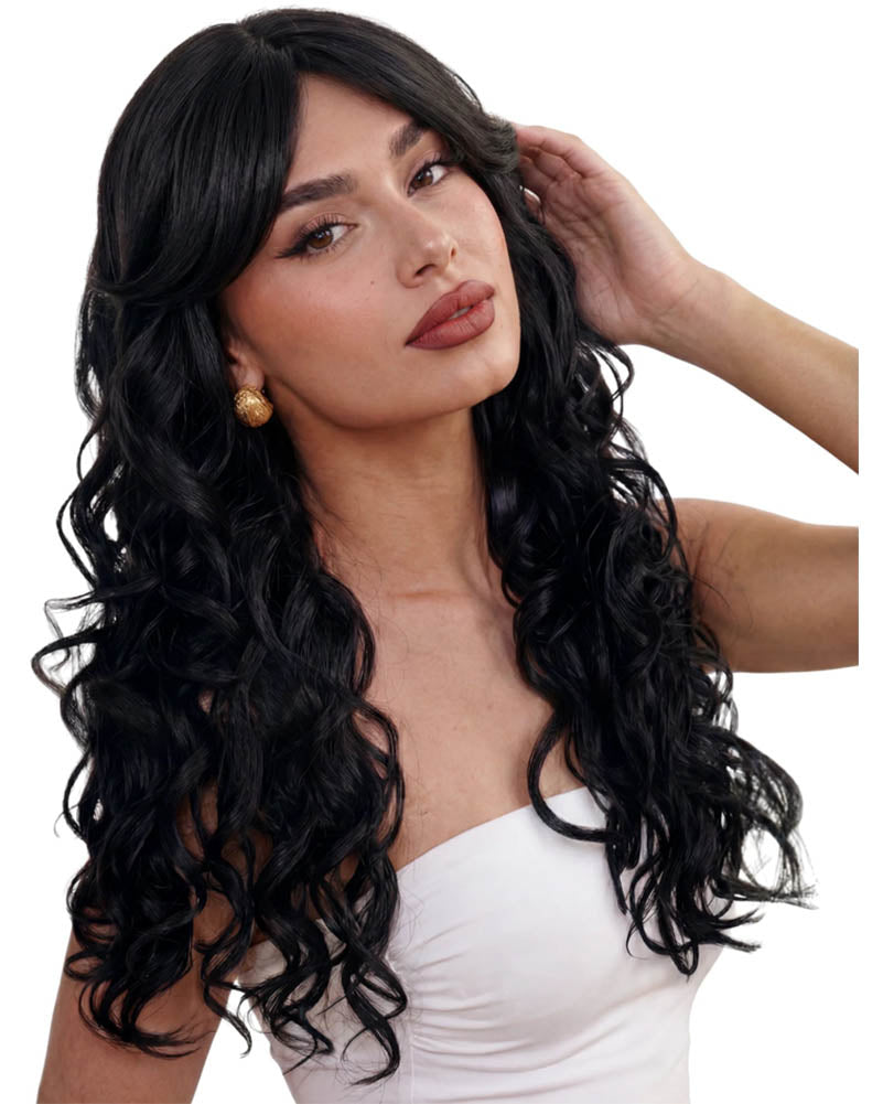 Ash Long Black Curly Wig