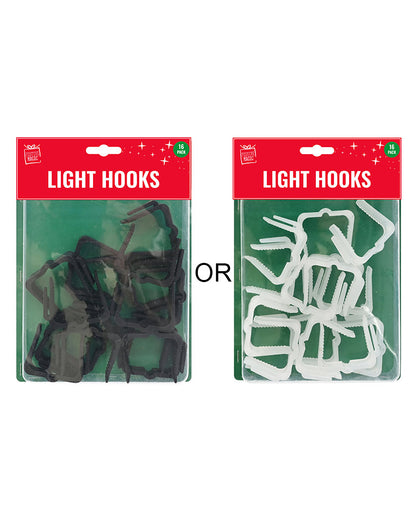 Assorted Light Hooks Black or White Pack of 16