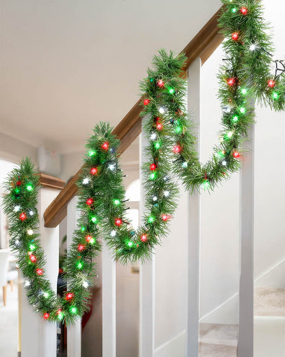 Assorted Pre-Lit Christmas Garland Warm White or Multicoloured 10m