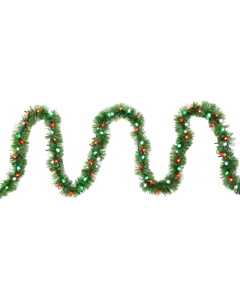Assorted Pre-Lit Christmas Garland Warm White or Multicoloured 10m