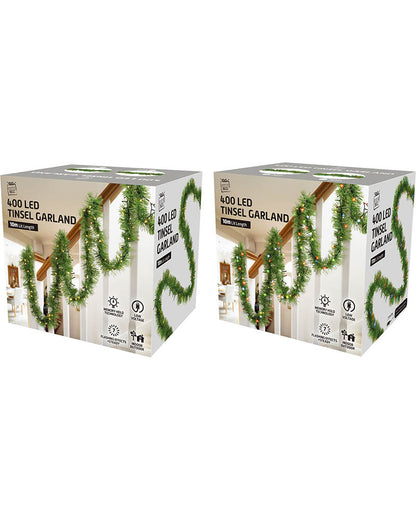 Assorted Pre-Lit Christmas Garland Warm White or Multicoloured 10m
