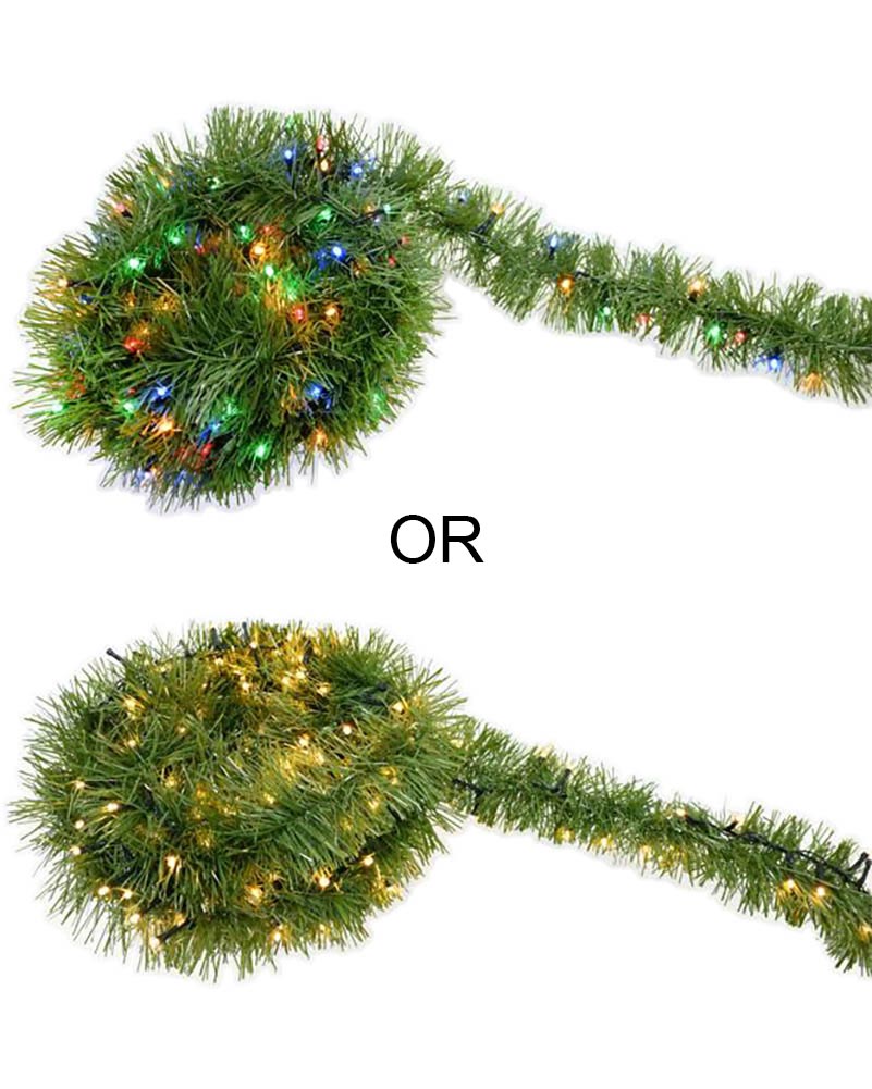 Assorted Pre-Lit Christmas Garland Warm White or Multicoloured 10m