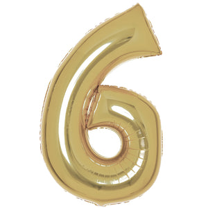 Large Number 6 White Gold Foil Balloon 56cm w x 92cm h