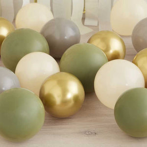 Ginger Ray Balloon Pack 12cm Green Gold Grey & Sand Pack of 40