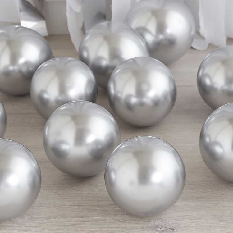 Ginger Ray Balloon Pack 12cm Silver Chrome Pack of 40