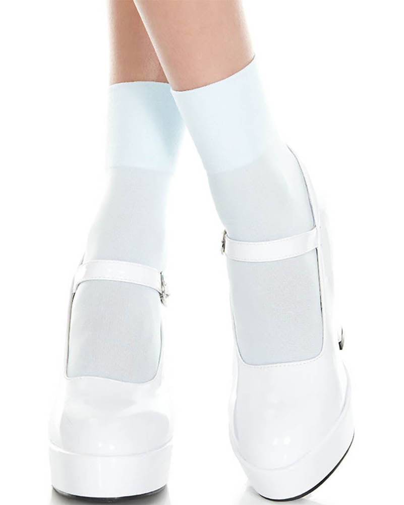 Baby Blue Opaque Top Ankle Socks