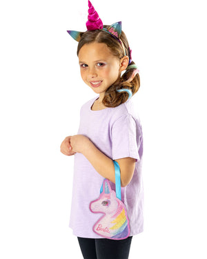 Barbie Unicorn Handbag Faux Hair Comb Headband Set