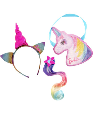 Barbie Unicorn Handbag Faux Hair Comb Headband Set