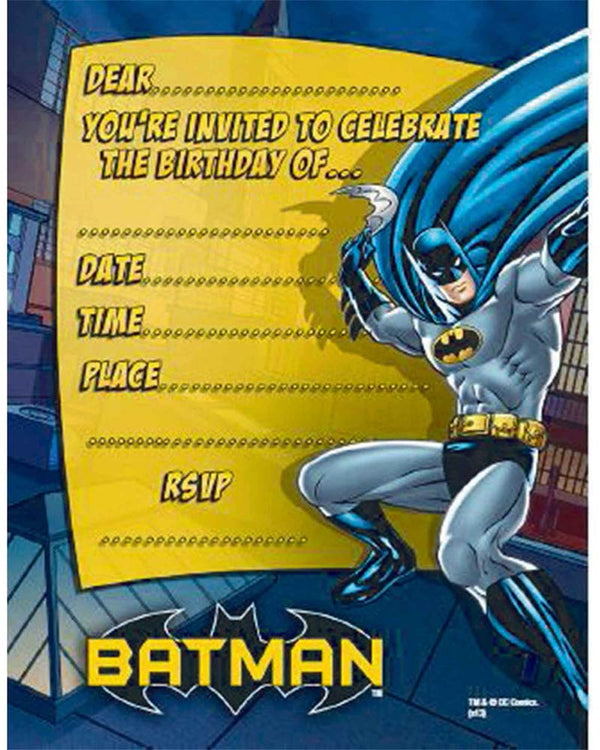 Batman Party Invitations Pack of 8
