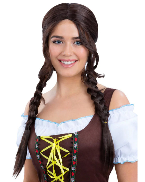Bavarian Maid Brown Plaited Wig