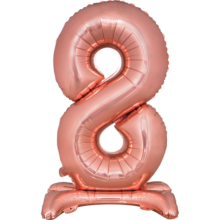 Large Number 8 Standing Rose Gold Foil Balloon